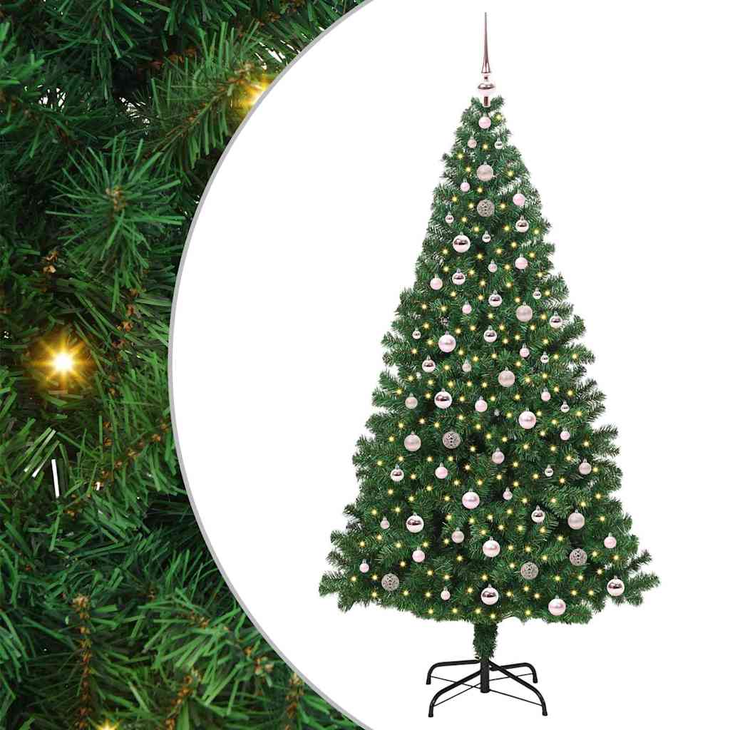 Mű karácsonyfa 300 LED-del Zöld 240 cm PVC és Acél és Műanyag