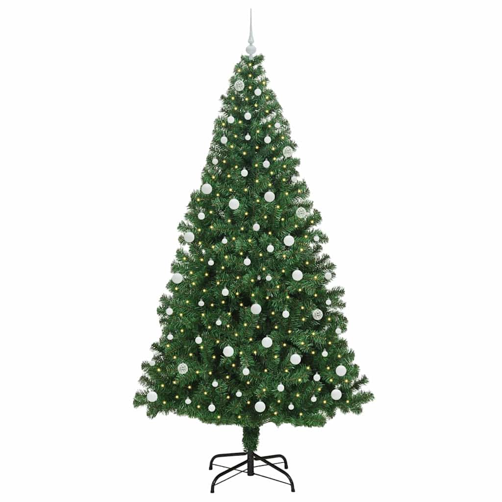 Mű karácsonyfa 300 LED-del Zöld 240 cm PVC és Acél és Műanyag