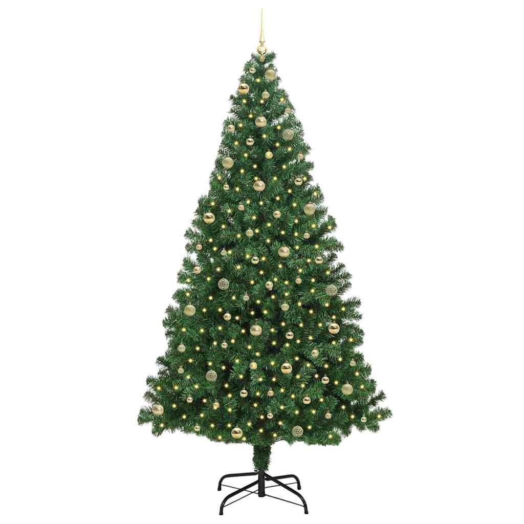 Mű karácsonyfa 300 LED-del Zöld 240 cm PVC és Acél és Műanyag