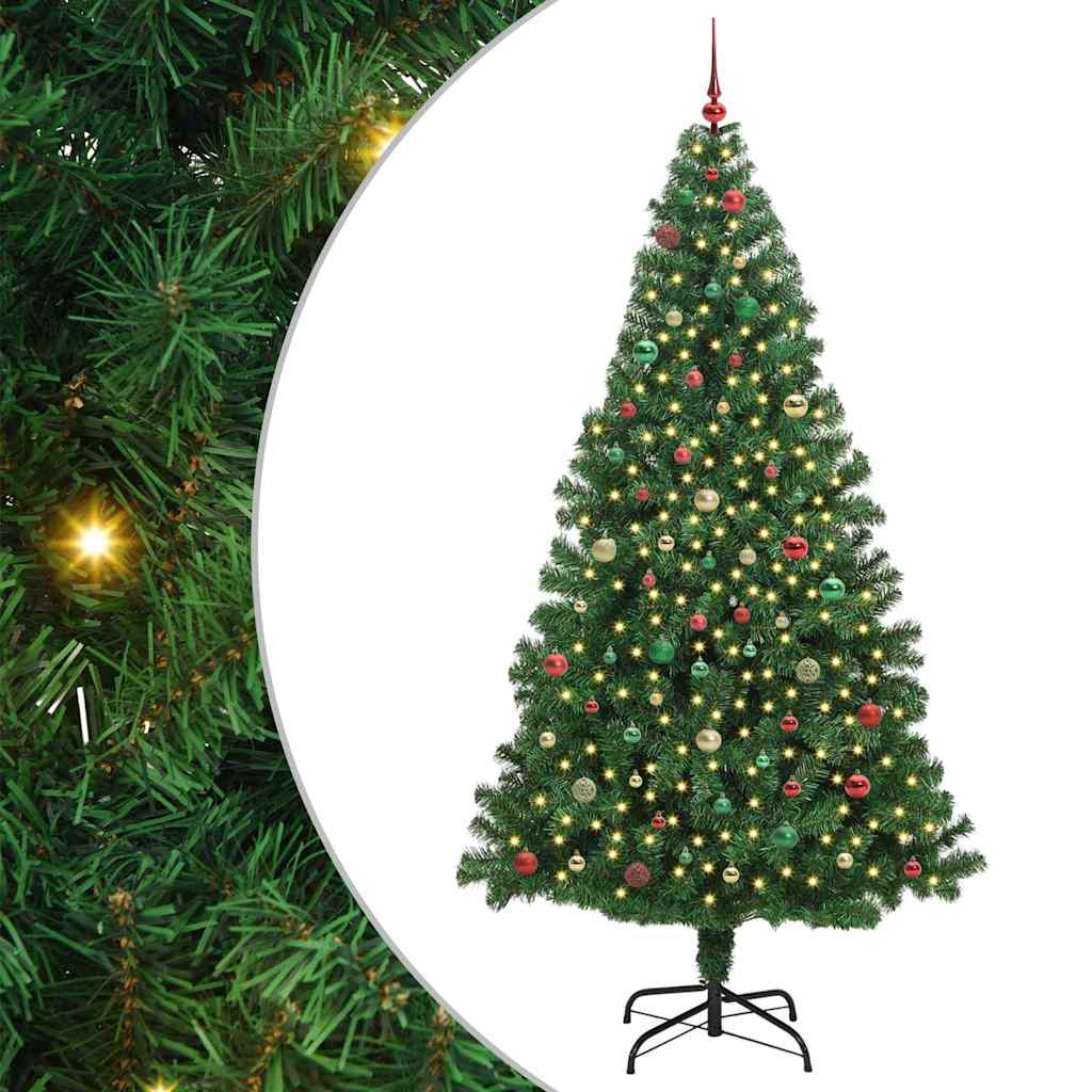 Mű karácsonyfa 300 LED-del Zöld 240 cm PVC és Acél és Műanyag