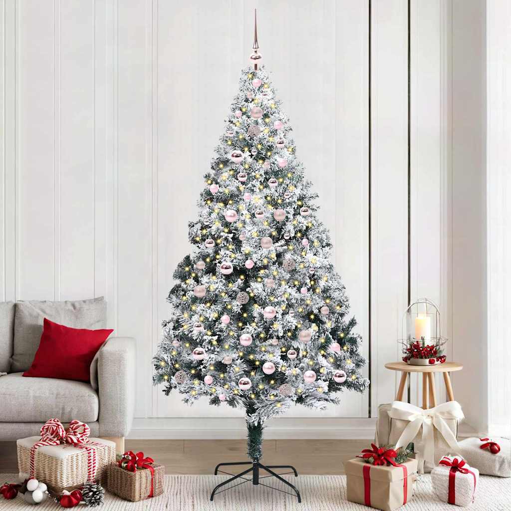 Mű karácsonyfa 300 LED-del Zöld 240 cm PVC és Acél és Műanyag