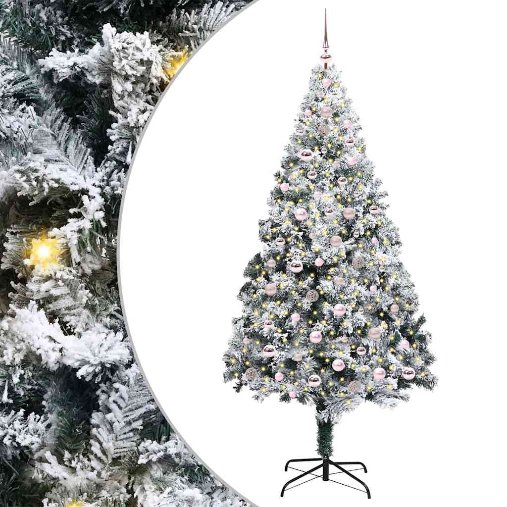 Mű karácsonyfa 300 LED-del Zöld 240 cm PVC és Acél és Műanyag