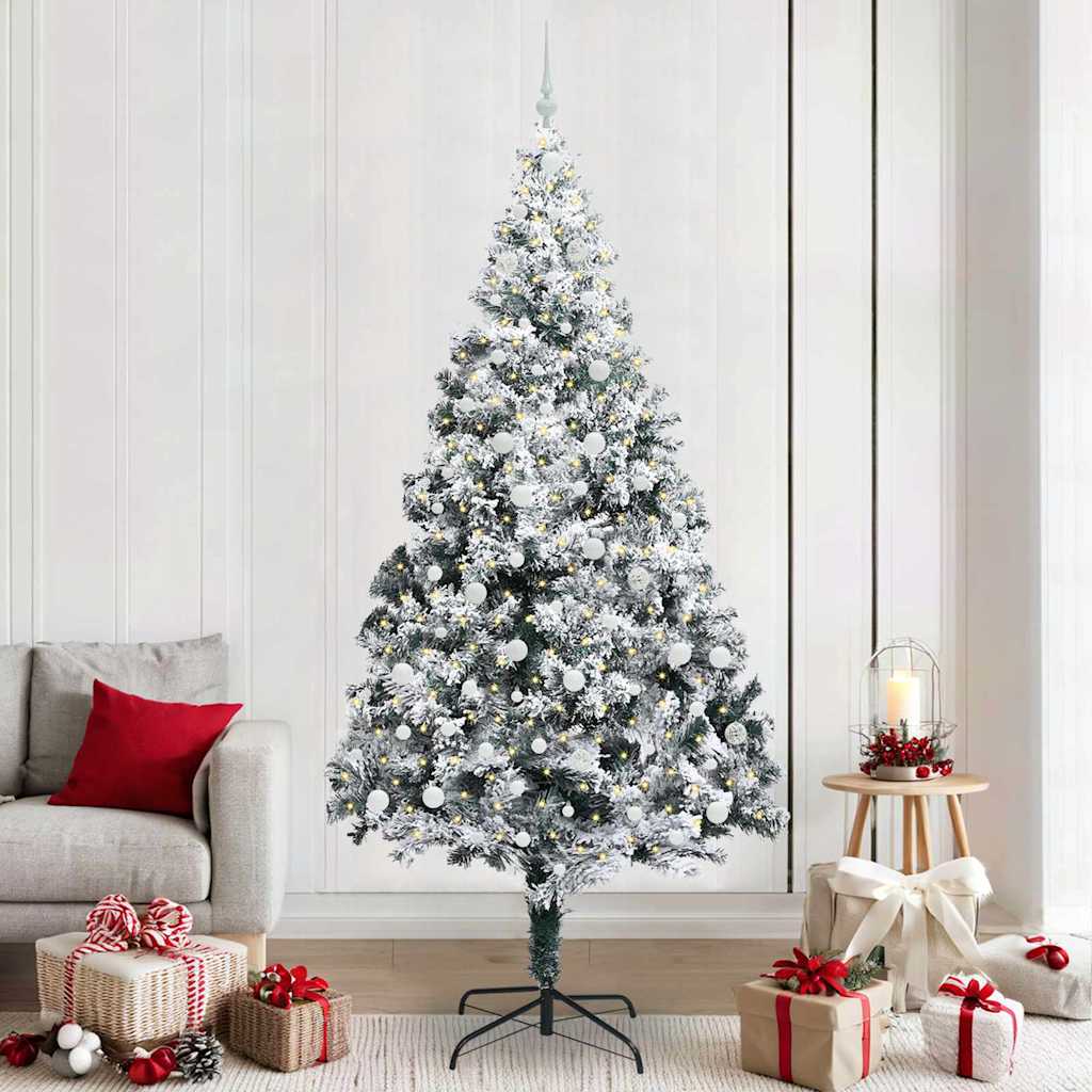 Mű karácsonyfa 300 LED-del Zöld 240 cm PVC és Acél és Műanyag