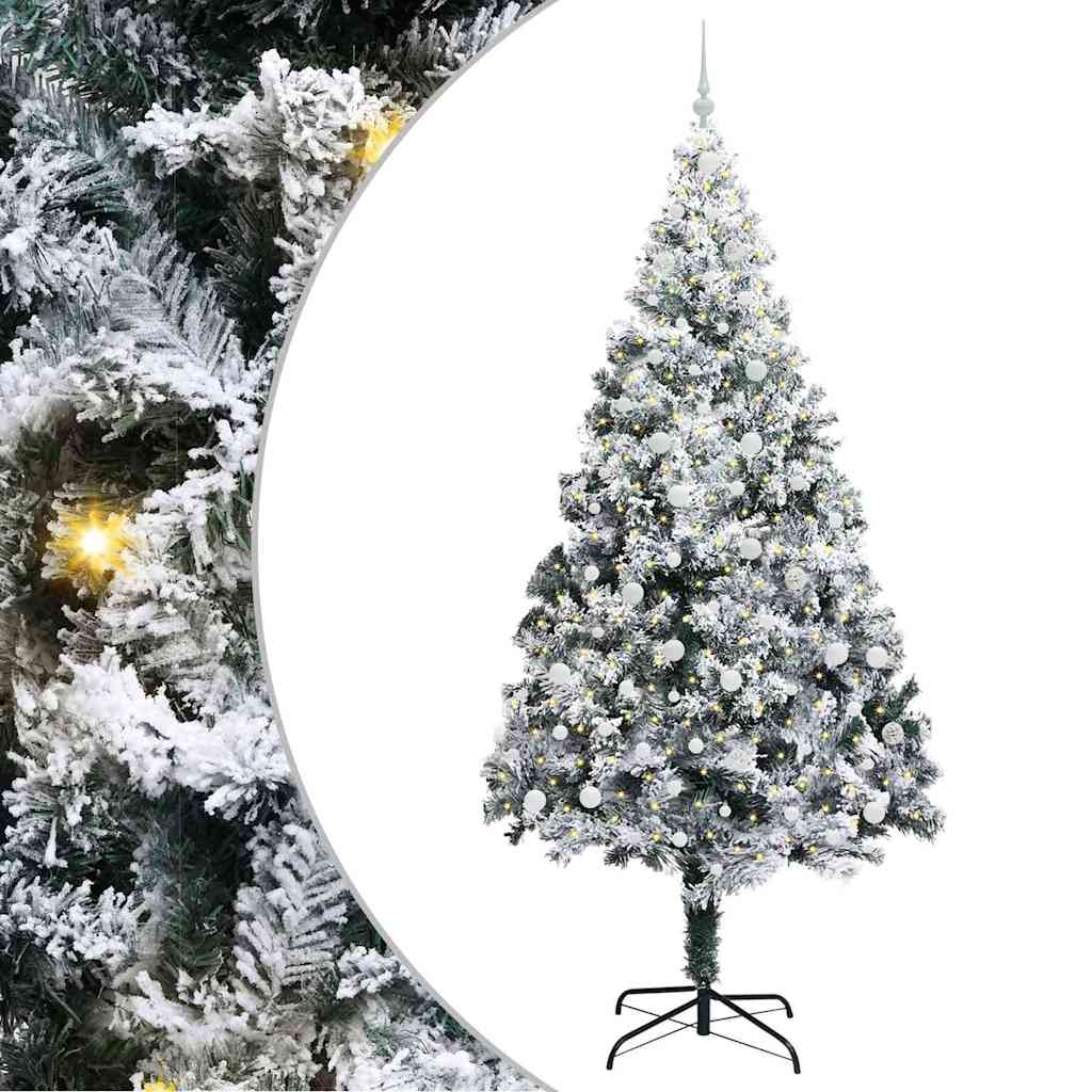 Mű karácsonyfa 300 LED-del Zöld 240 cm PVC és Acél és Műanyag