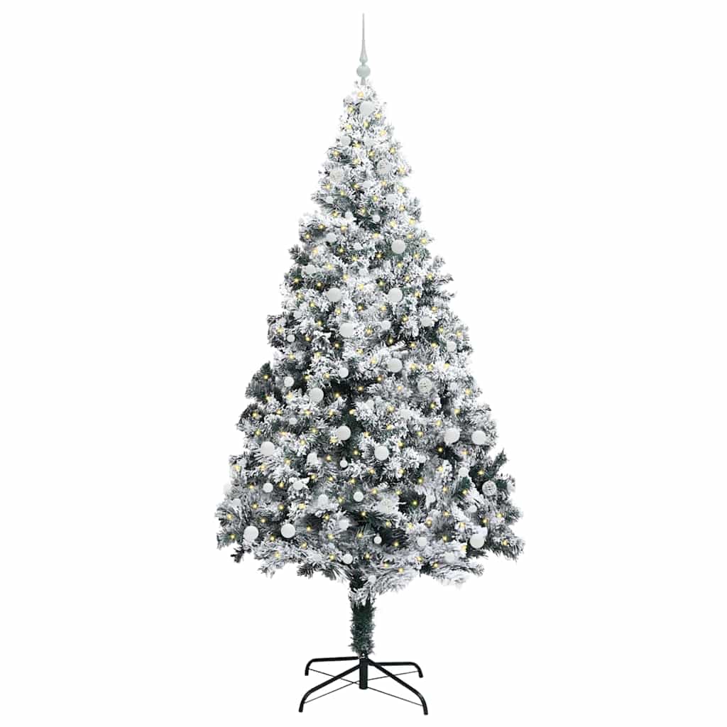 Mű karácsonyfa 300 LED-del Zöld 240 cm PVC és Acél és Műanyag
