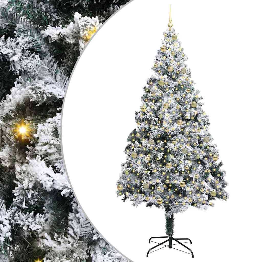 Mű karácsonyfa 300 LED-del Zöld 240 cm PVC és Acél és Műanyag