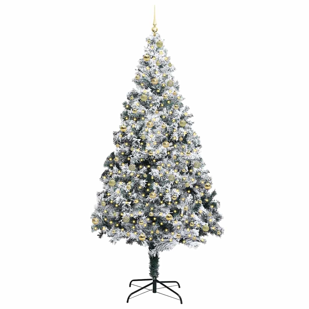 Mű karácsonyfa 300 LED-del Zöld 240 cm PVC és Acél és Műanyag