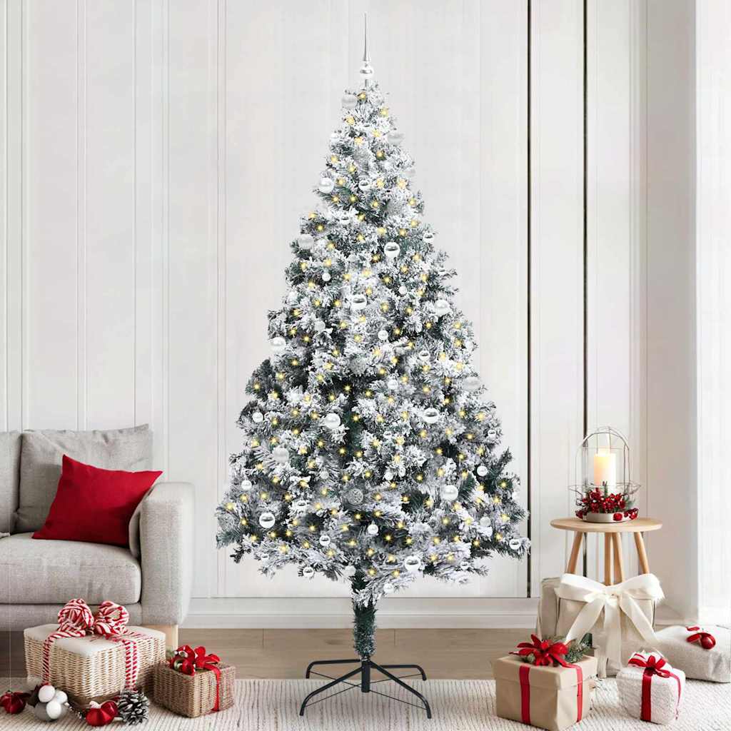 Mű karácsonyfa 300 LED-del Zöld 240 cm PVC és Acél és Műanyag