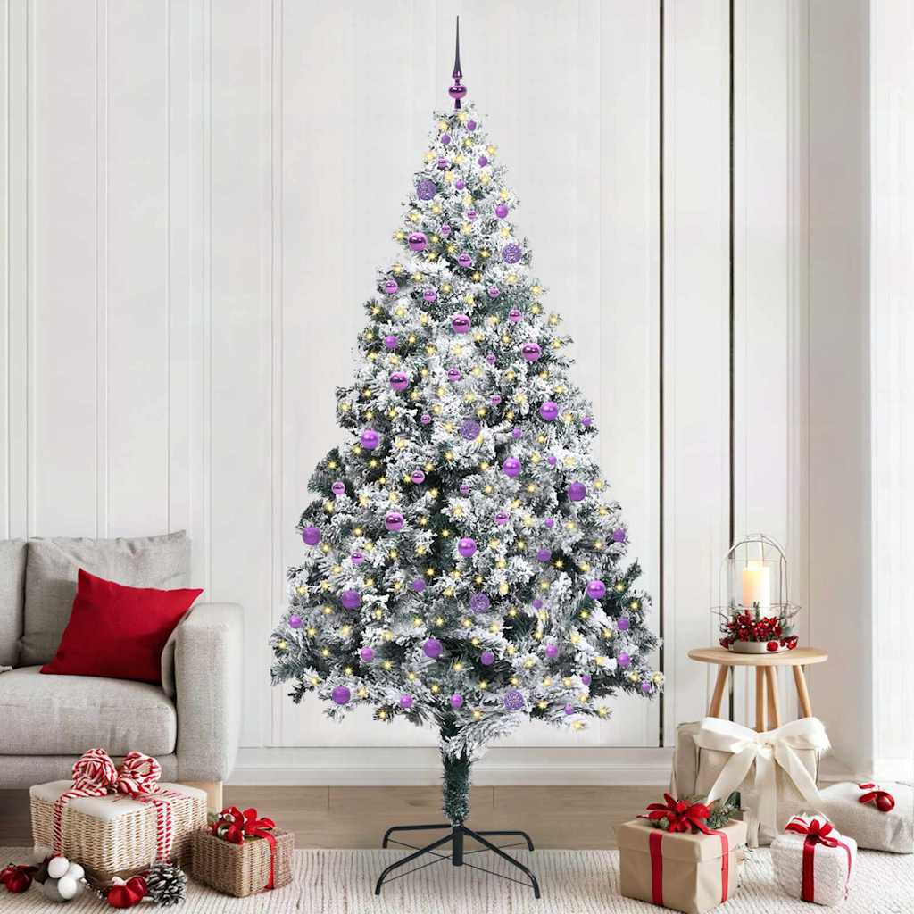 Mű karácsonyfa 300 LED-del Zöld 240 cm PVC és Acél és Műanyag