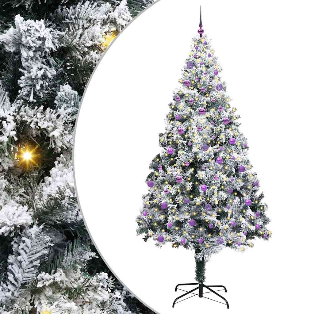 Mű karácsonyfa 300 LED-del Zöld 240 cm PVC és Acél és Műanyag