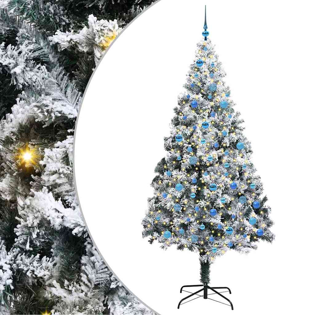 Mű karácsonyfa 300 LED-del Zöld 240 cm PVC és Acél és Műanyag