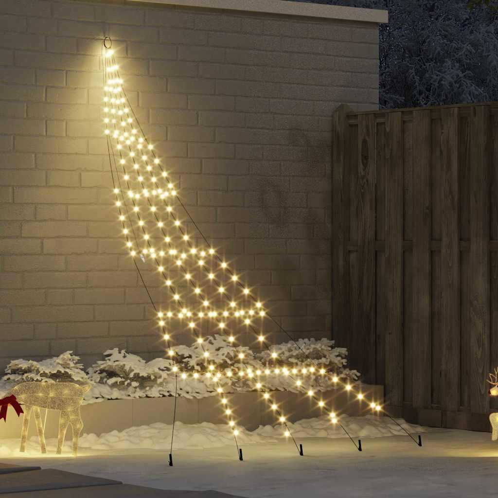 LED Karácsonyi Fenyő 168 LED-del Meleg fehér 306 cm Fém
