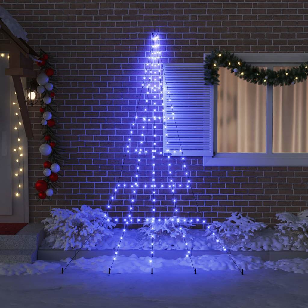 LED Karácsonyi Fenyő 168 LED-del Kék 306 cm Fém