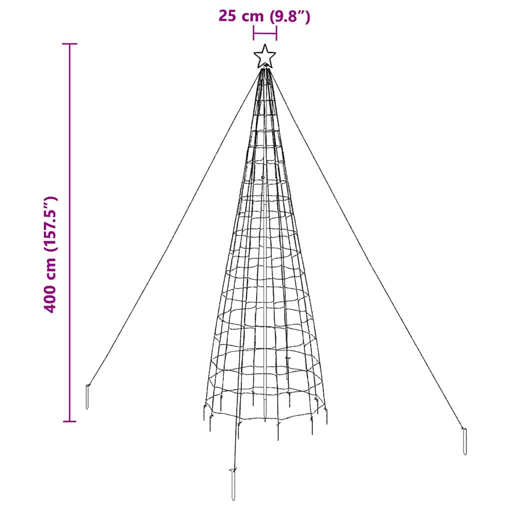 LED Karácsonyi Fenyő 800 LED-del Kék 400 cm Vas
