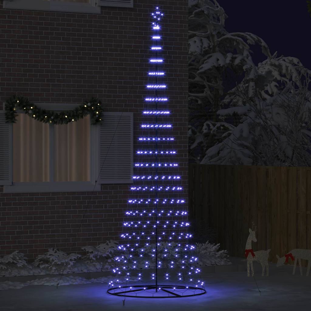 LED Karácsonyi Fenyő 450 LED-del Kék 138.5 x 138.5 x 399 cm Fém