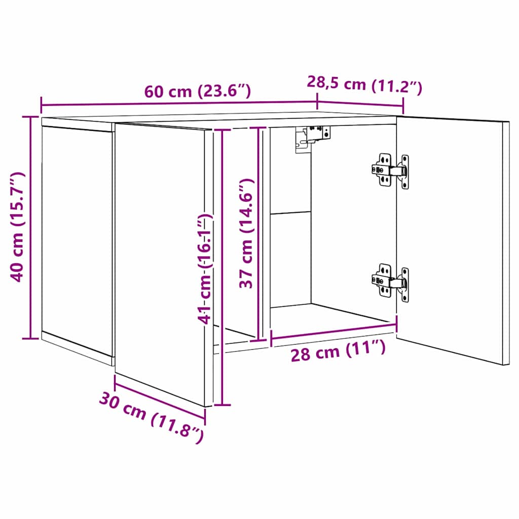 TV faliszekrény Falra szerelhető 5 pcs Fekete tölgy Faanyag