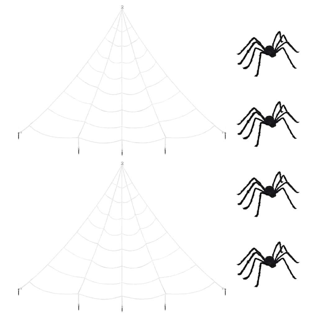 Halloween pók díszítés pókhálóval 4 pcs Fekete és fehér 150 cm
