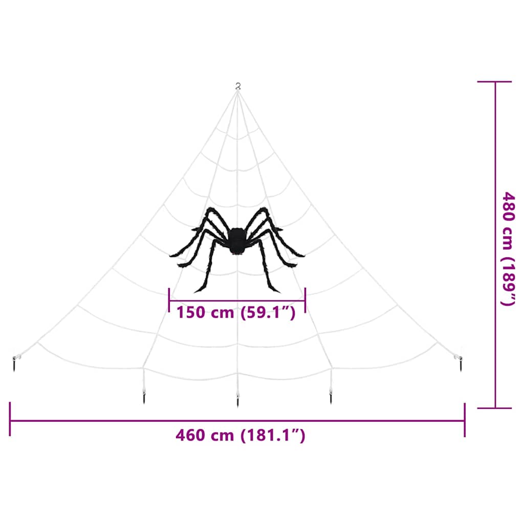 Halloween pók díszítés pókhálóval 4 pcs Fekete és fehér 150 cm