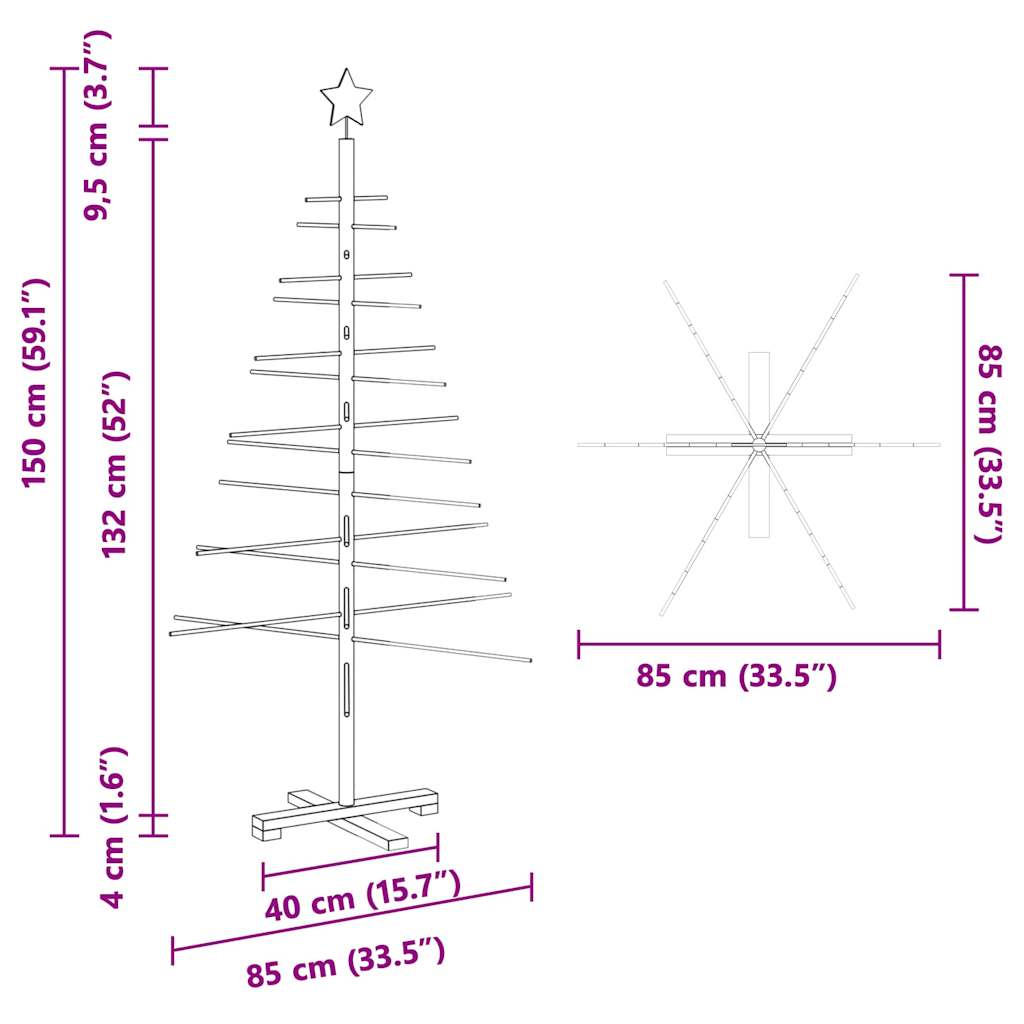 Fából készült Karácsonyfa állvánnyal Barna 150 cm bambusz
