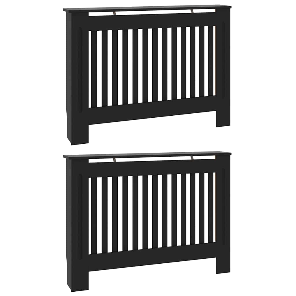 Radiátor fedezék 2 pcs Fekete 112x19x81.5cm Faanyag
