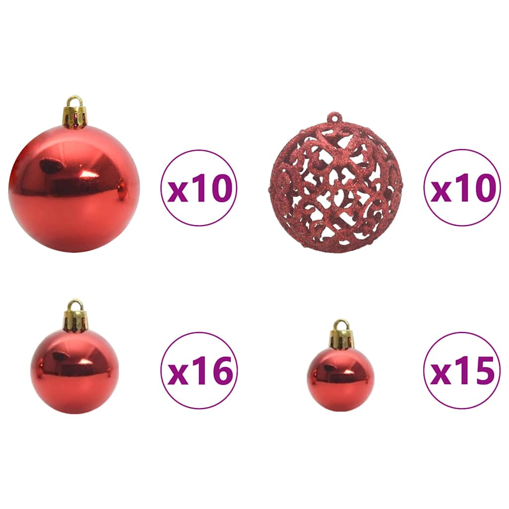 Karácsonyi Díszgömb Készlet 300 LED-del 120 pcs Piros Műanyag