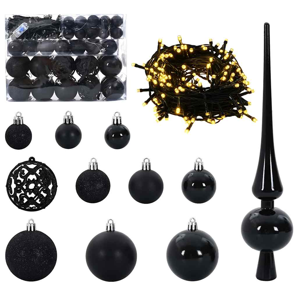 Karácsonyi Díszgömb Készlet 150 LED-del 61 pcs Fekete Műanyag