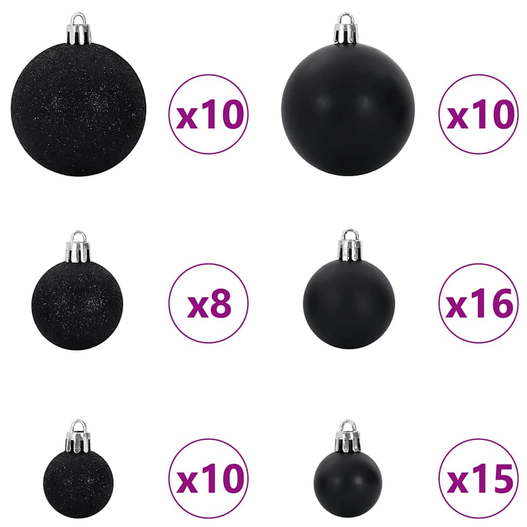 Karácsonyi Díszgömb Készlet 300 LED-del 120 pcs Fekete Műanyag