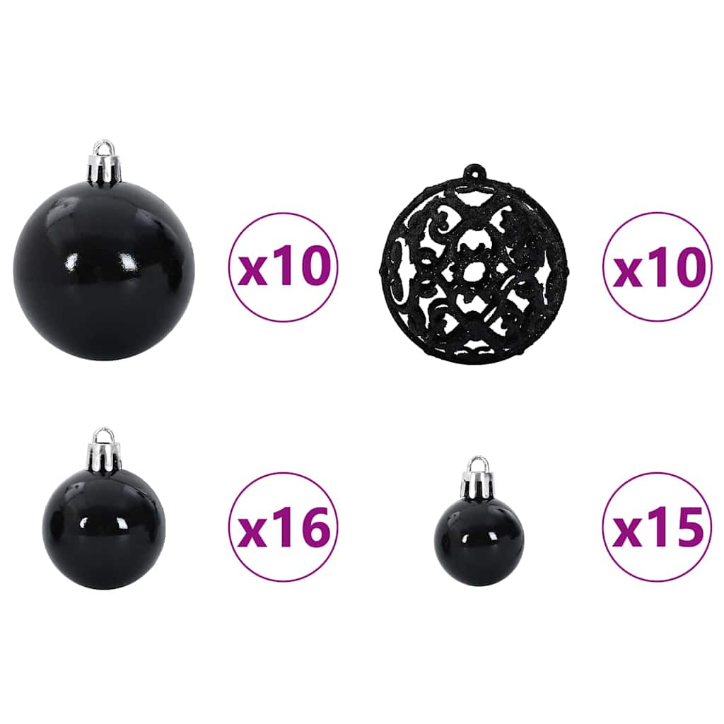 Karácsonyi Díszgömb Készlet 300 LED-del 120 pcs Fekete Műanyag