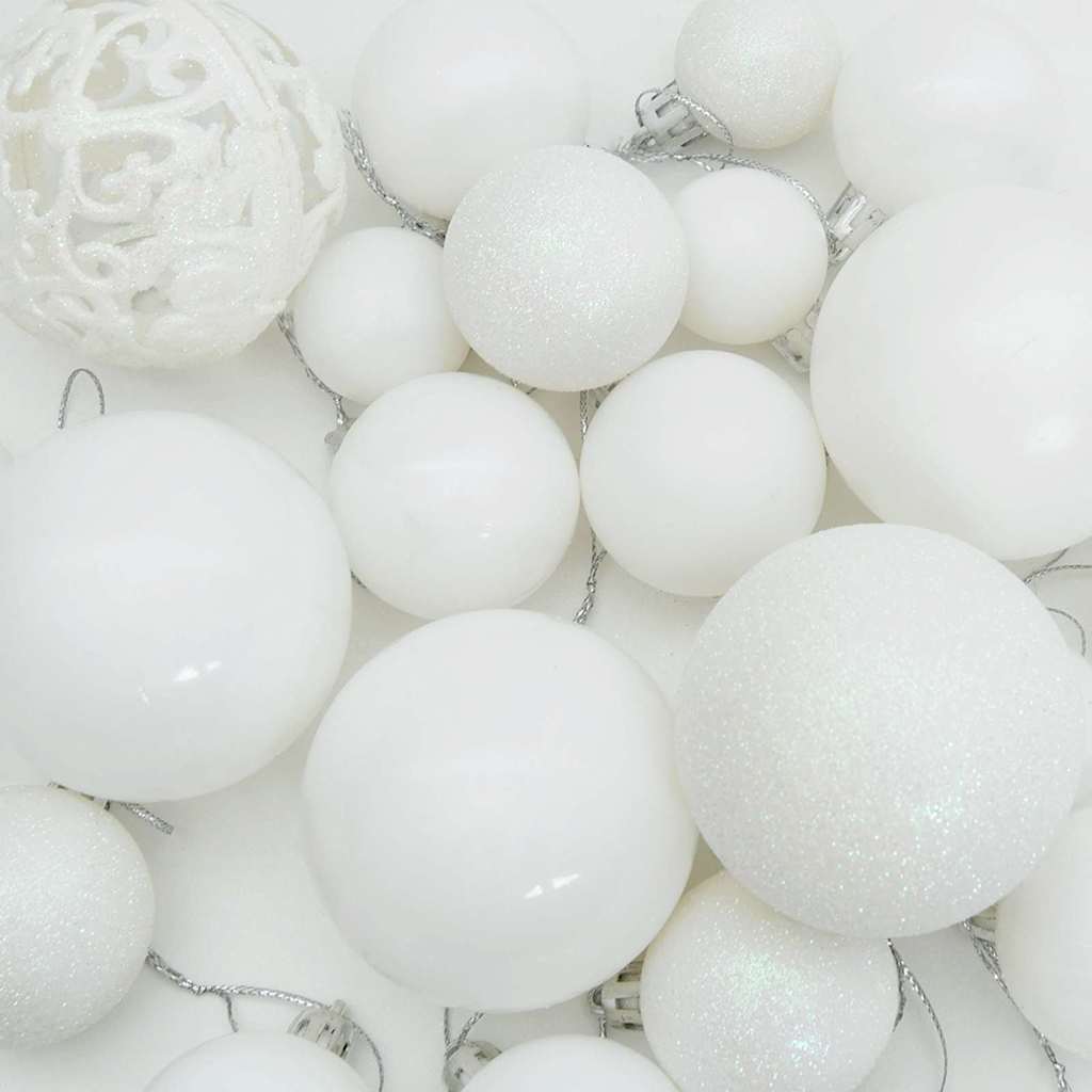 Karácsonyi Díszgömb Készlet 150 LED-del 61 pcs Fehér Műanyag