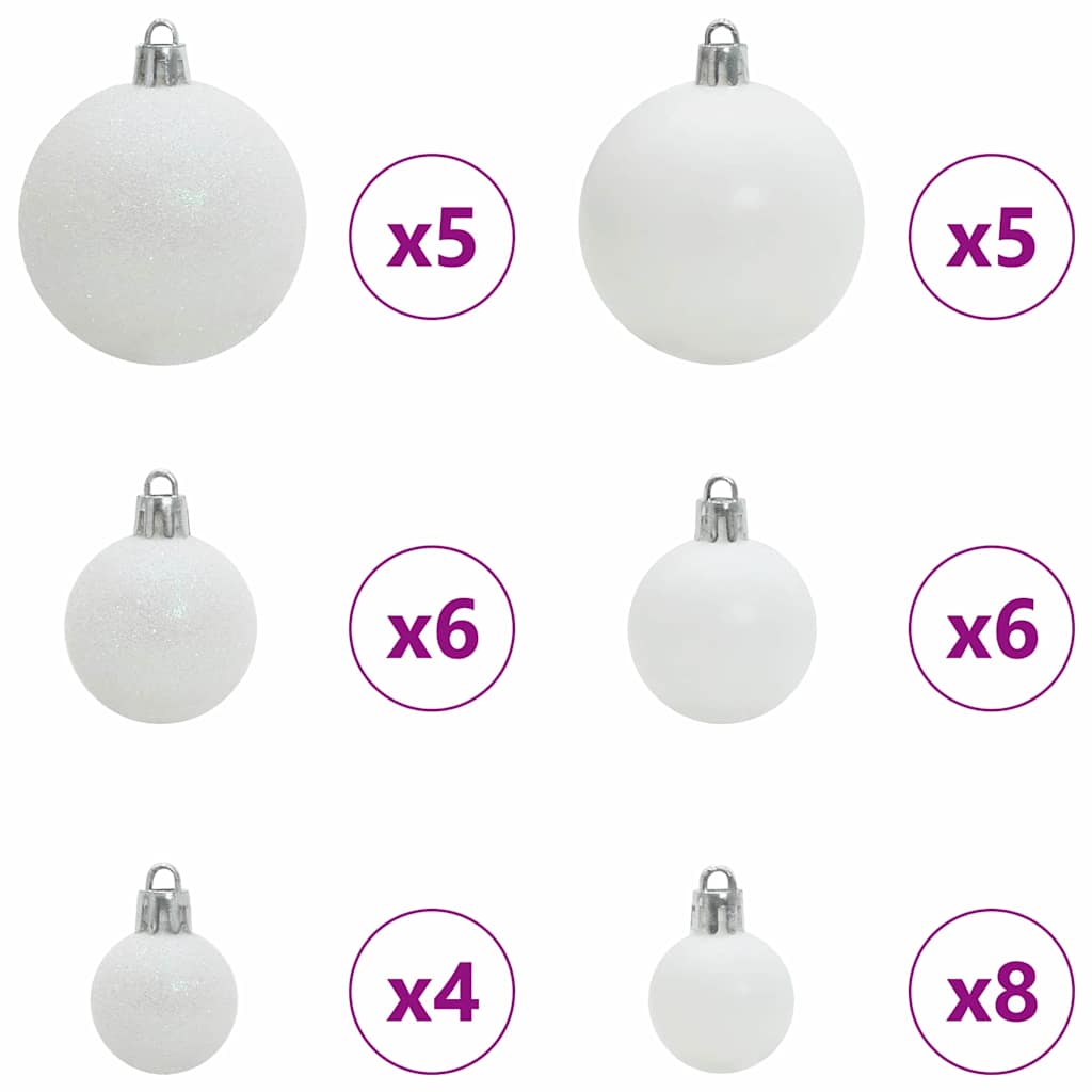 Karácsonyi Díszgömb Készlet 150 LED-del 61 pcs Fehér Műanyag