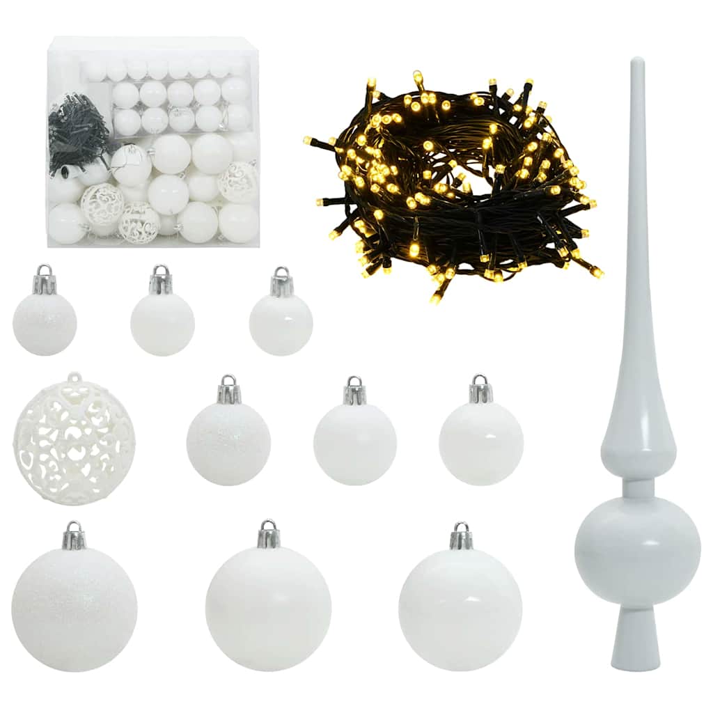 Karácsonyi Díszgömb Készlet 300 LED-del 120 pcs Fehér Műanyag
