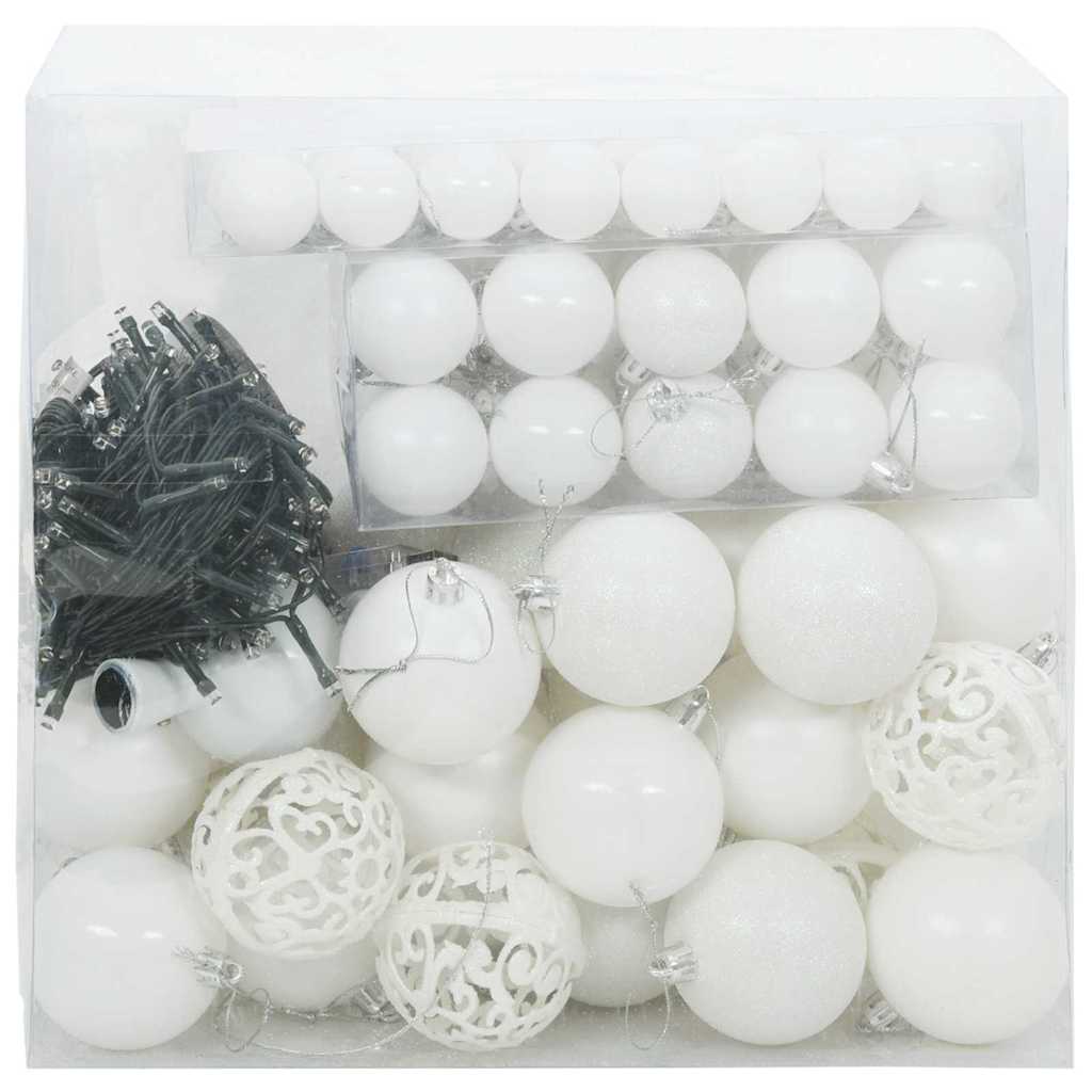 Karácsonyi Díszgömb Készlet 300 LED-del 120 pcs Fehér Műanyag
