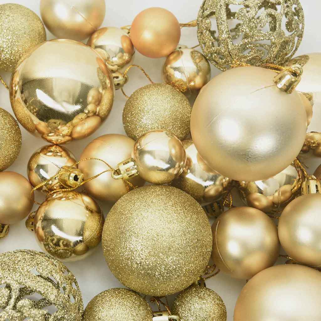 Karácsonyi Díszgömb Készlet 300 LED-del 120 pcs Arany Műanyag