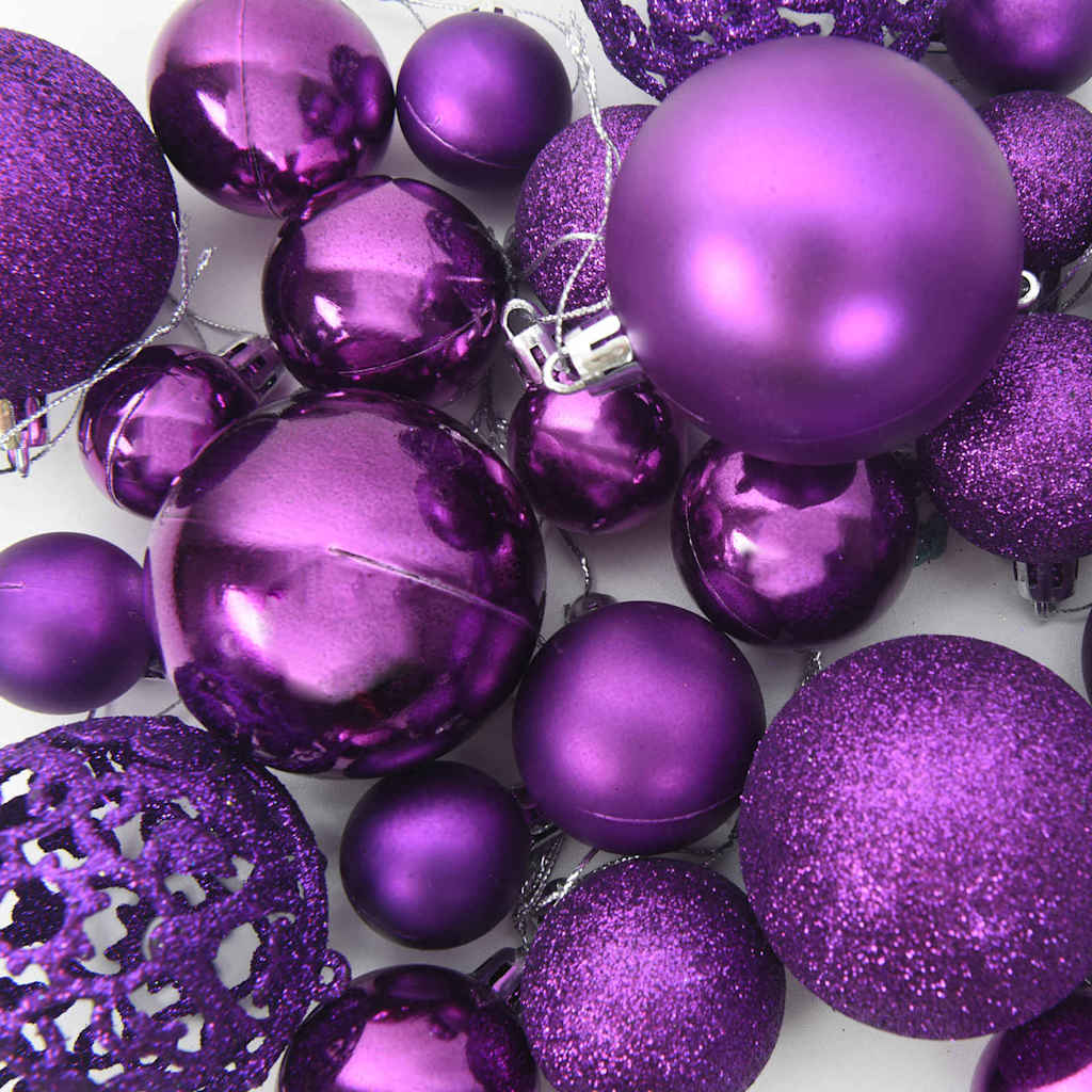 Karácsonyi Díszgömb Készlet 150 LED-del 61 pcs Lila Műanyag