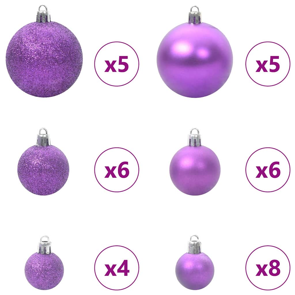 Karácsonyi Díszgömb Készlet 150 LED-del 61 pcs Lila Műanyag