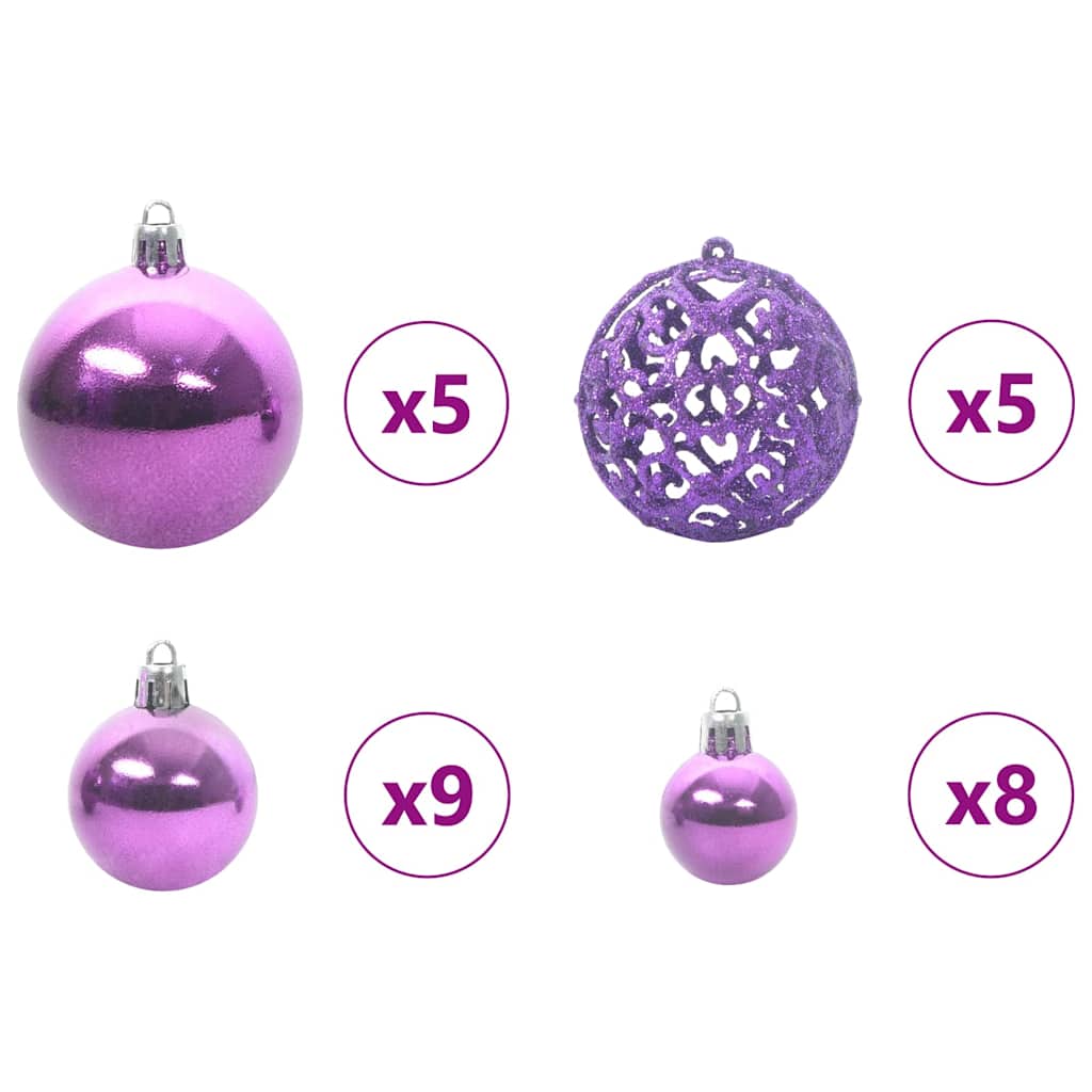 Karácsonyi Díszgömb Készlet 150 LED-del 61 pcs Lila Műanyag