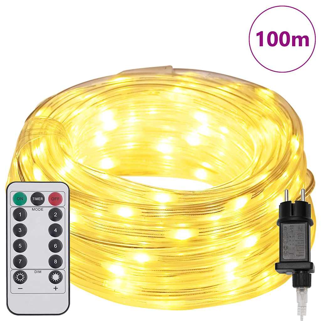 Kötél világítás 2400 LED-del Meleg fehér 100 m PVC