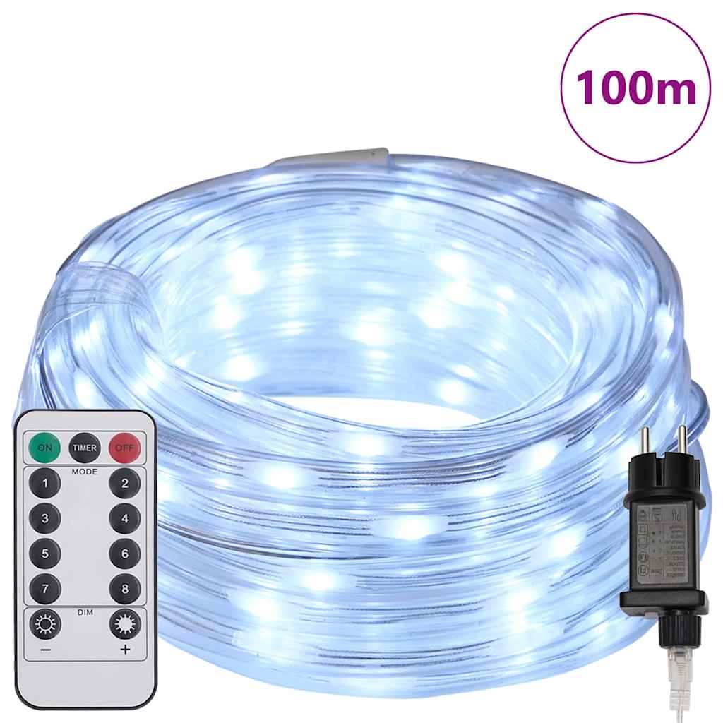 Kötél világítás 2400 LED-del Hideg Fehér 100 m PVC