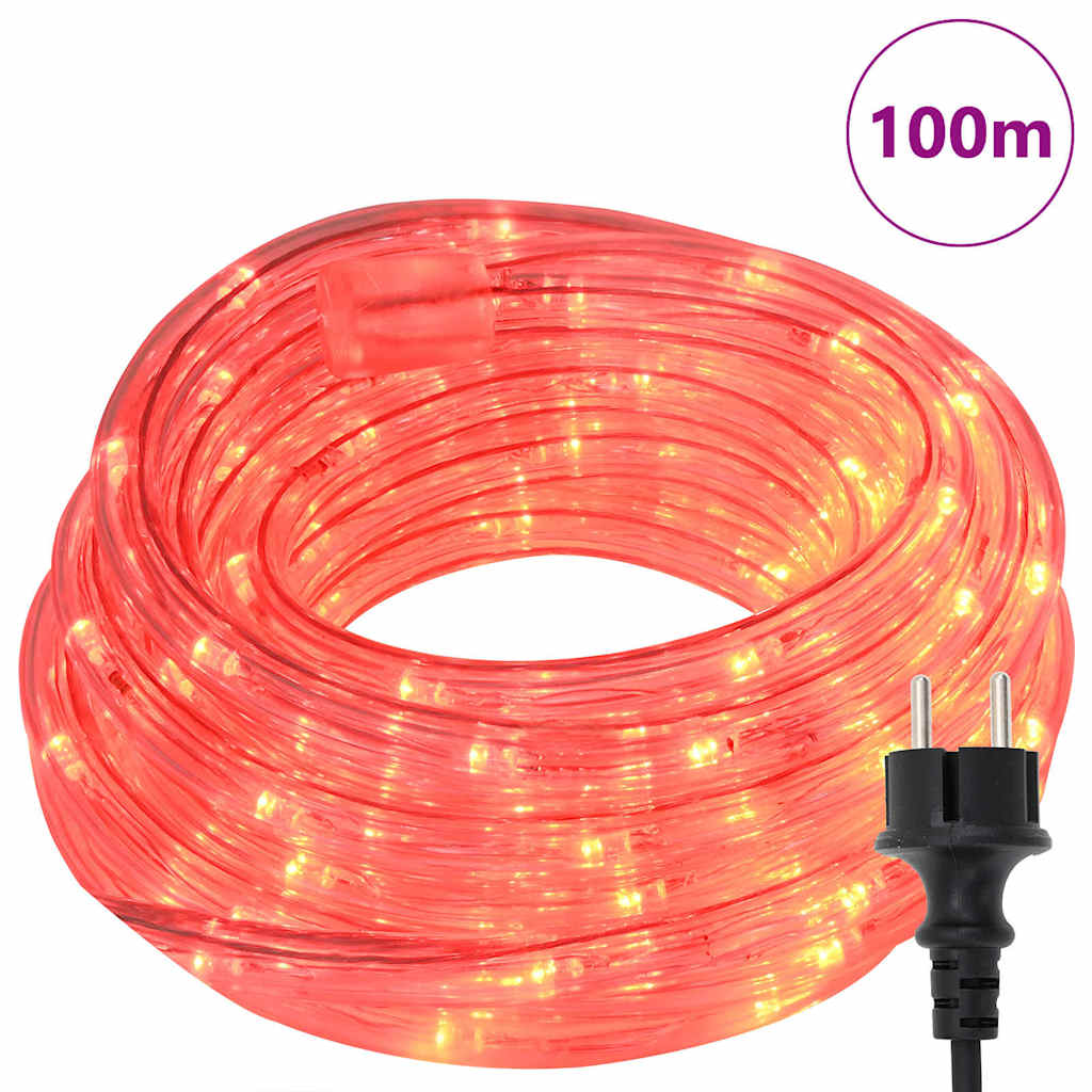 Kötél világítás 2400 LED-del Piros 100 m PVC
