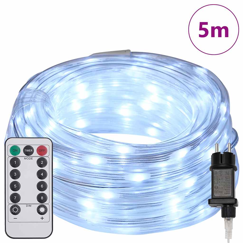 Kötél világítás 120 LED-del Hideg Fehér 5 m PVC