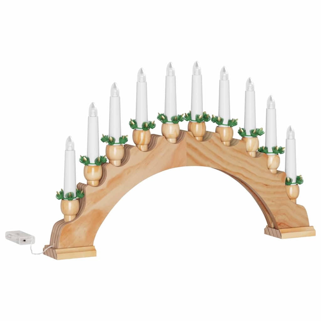 Karácsonyi gyertyatartó ív 10 LED gyertyával Barna