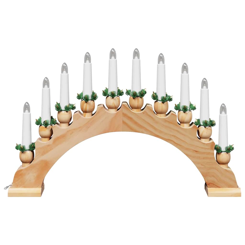Karácsonyi gyertyatartó ív 10 LED gyertyával Barna