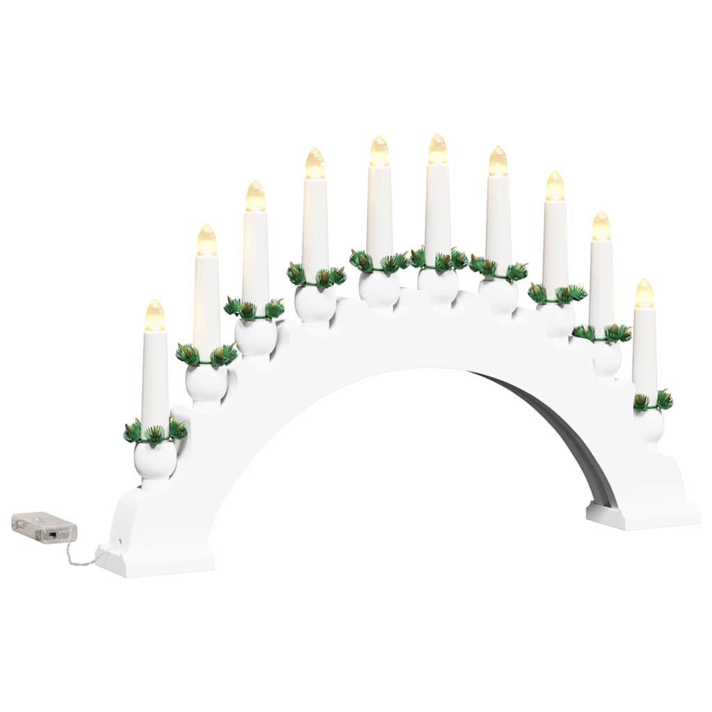Karácsonyi gyertyatartó ív 10 LED gyertyával Fehér