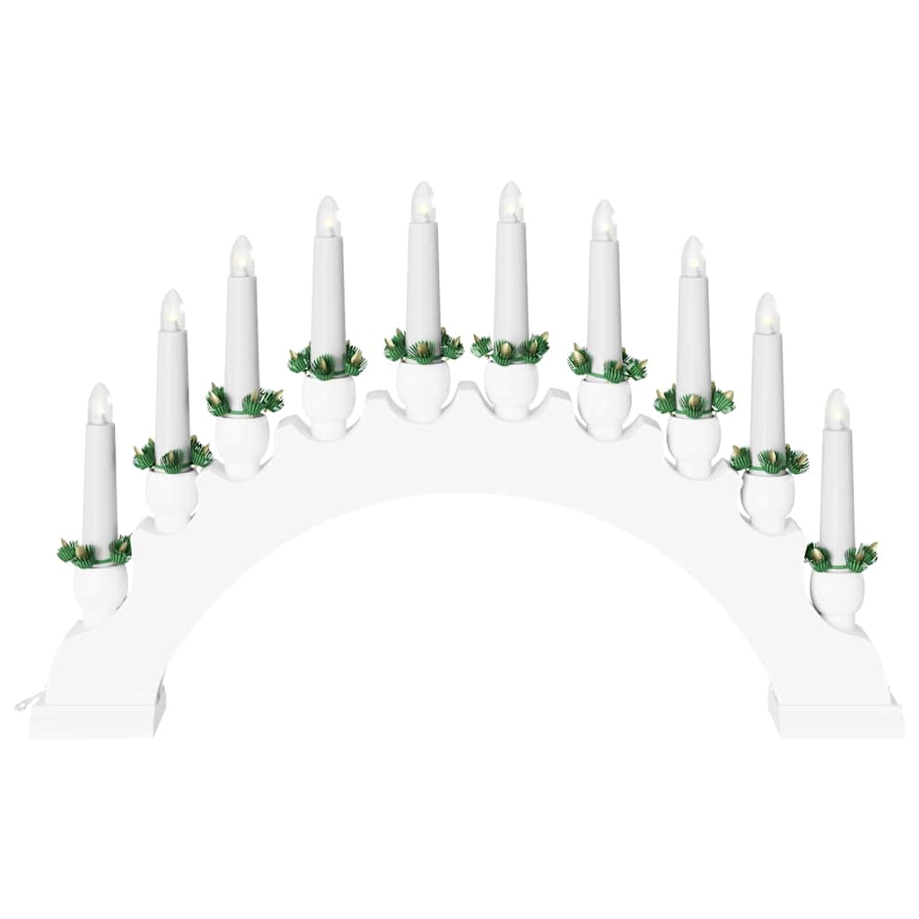 Karácsonyi gyertyatartó ív 10 LED gyertyával Fehér