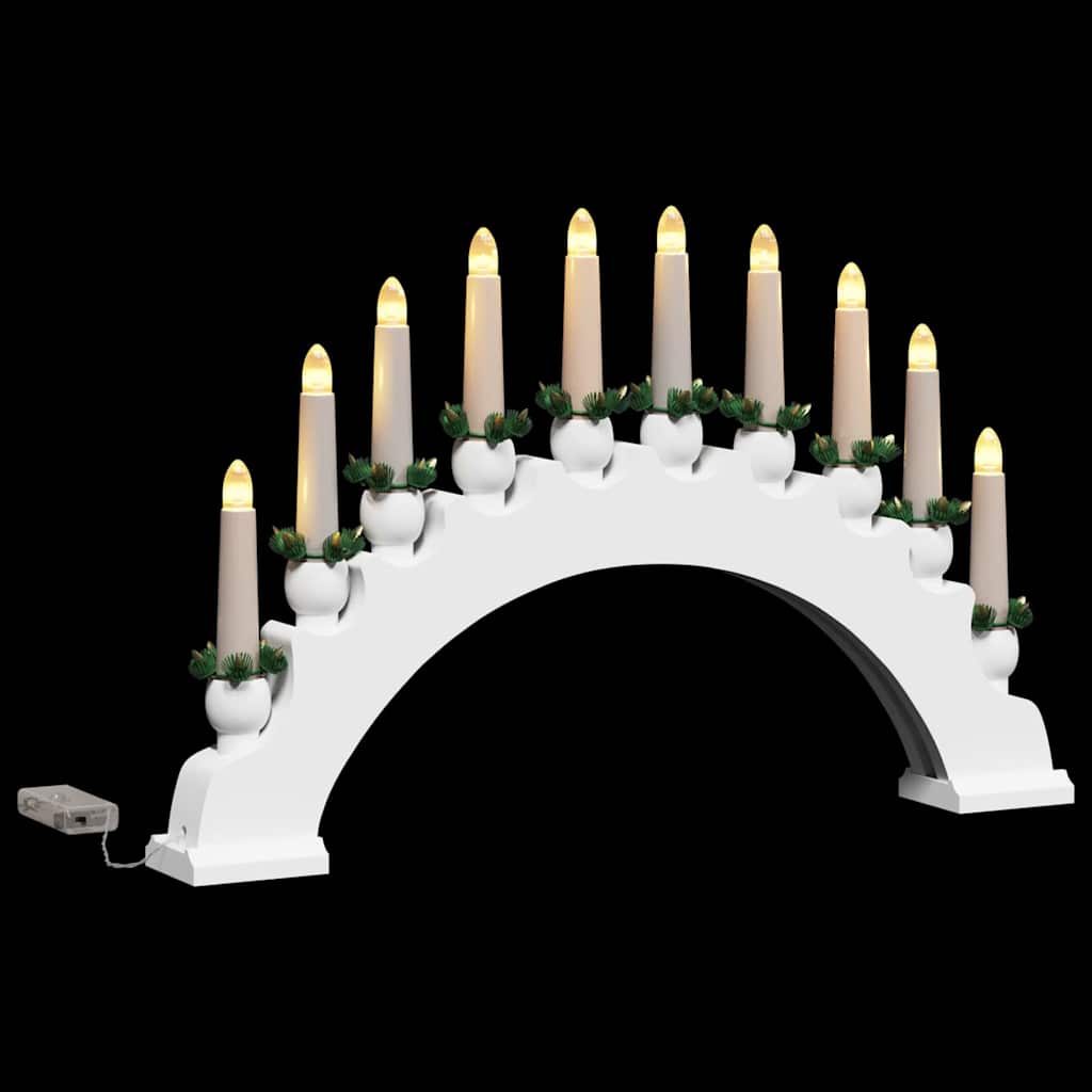 Karácsonyi gyertyatartó ív 10 LED gyertyával 3 pcs Fehér