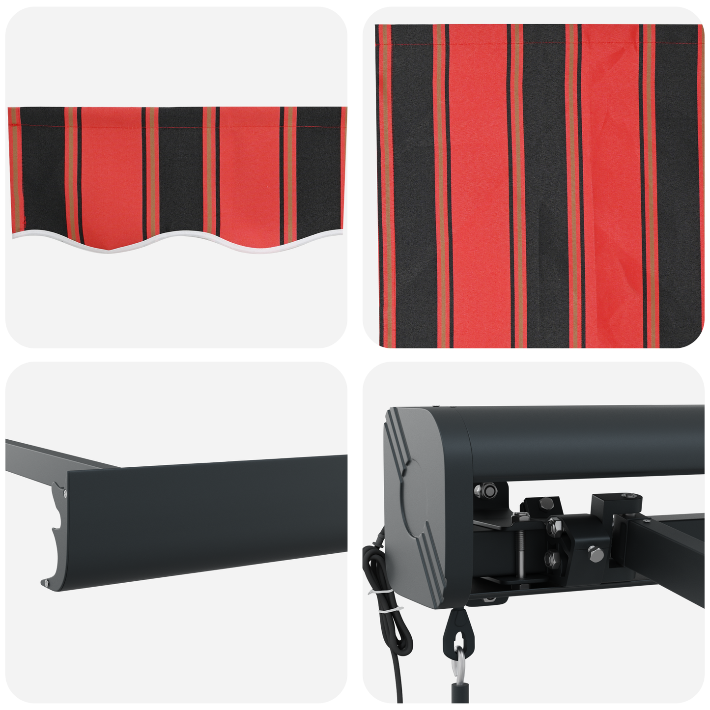 Behúzható napellenző Piros és fekete 350 x 250 cm szövet