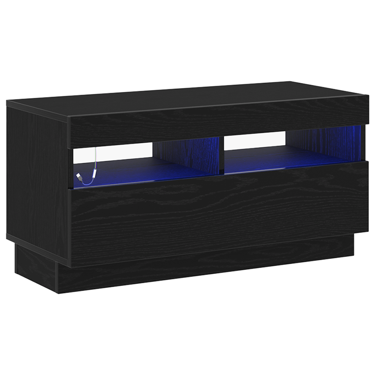 TV szekrény LED -es lámpákkal Fekete 80 x 35 x 40 cm Faanyag