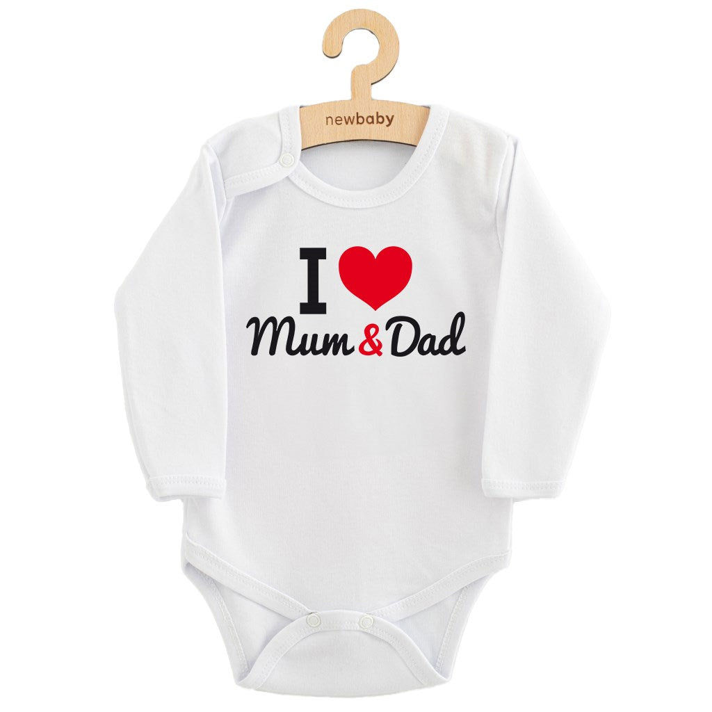 Body nyomott mintával New baby I Love Mum and Dad