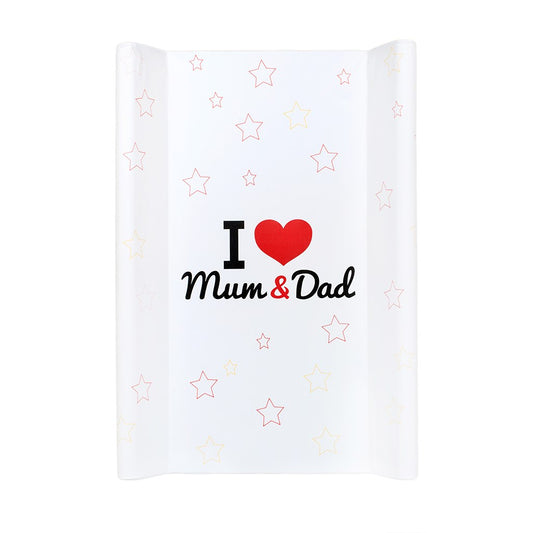 Merev pelenkázó lap New baby I love Mum and Dad fehér 50x80cm