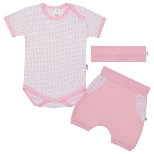 3-részes nyári pamut együttes New baby Perfect Summer világos rózsaszín